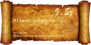 Vilmos Szigfrid névjegykártya